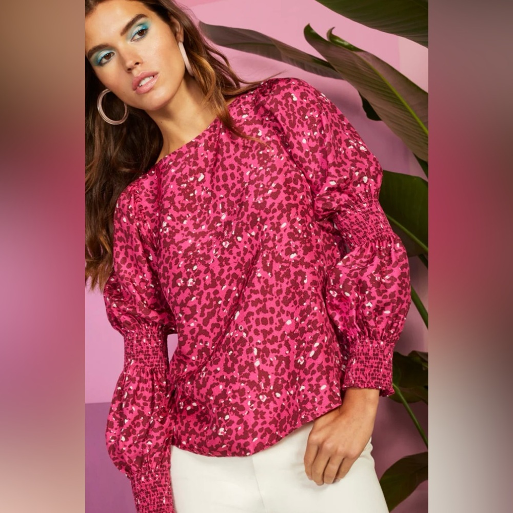 Marie Oliver Fuchsia leopard Print Blouse